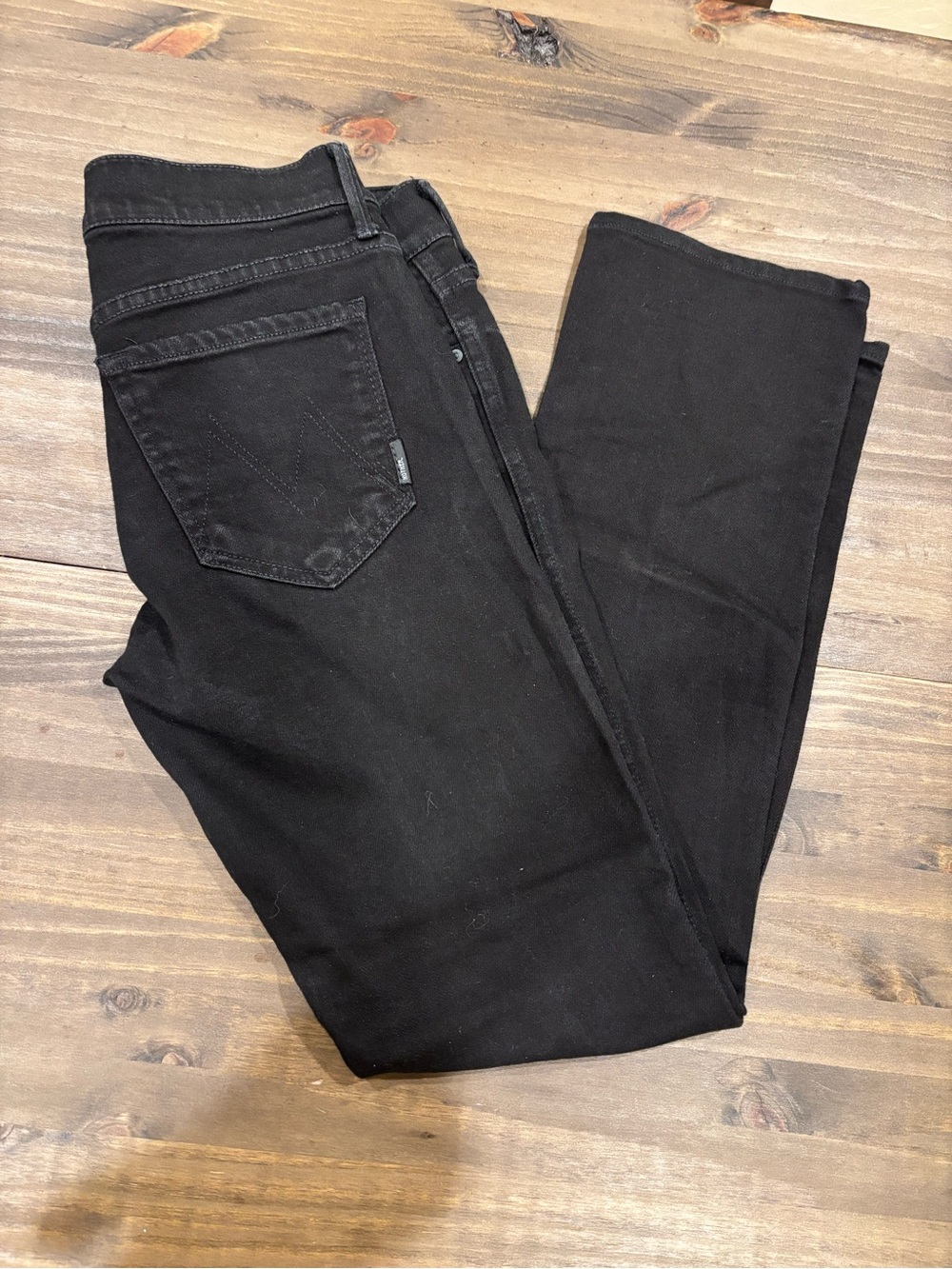 MOTHER The Rascal Black Straight-Leg Jeans